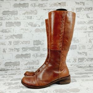 Davos Gomma Round Toe Brown Leather Side Zip Ridding Boots F446